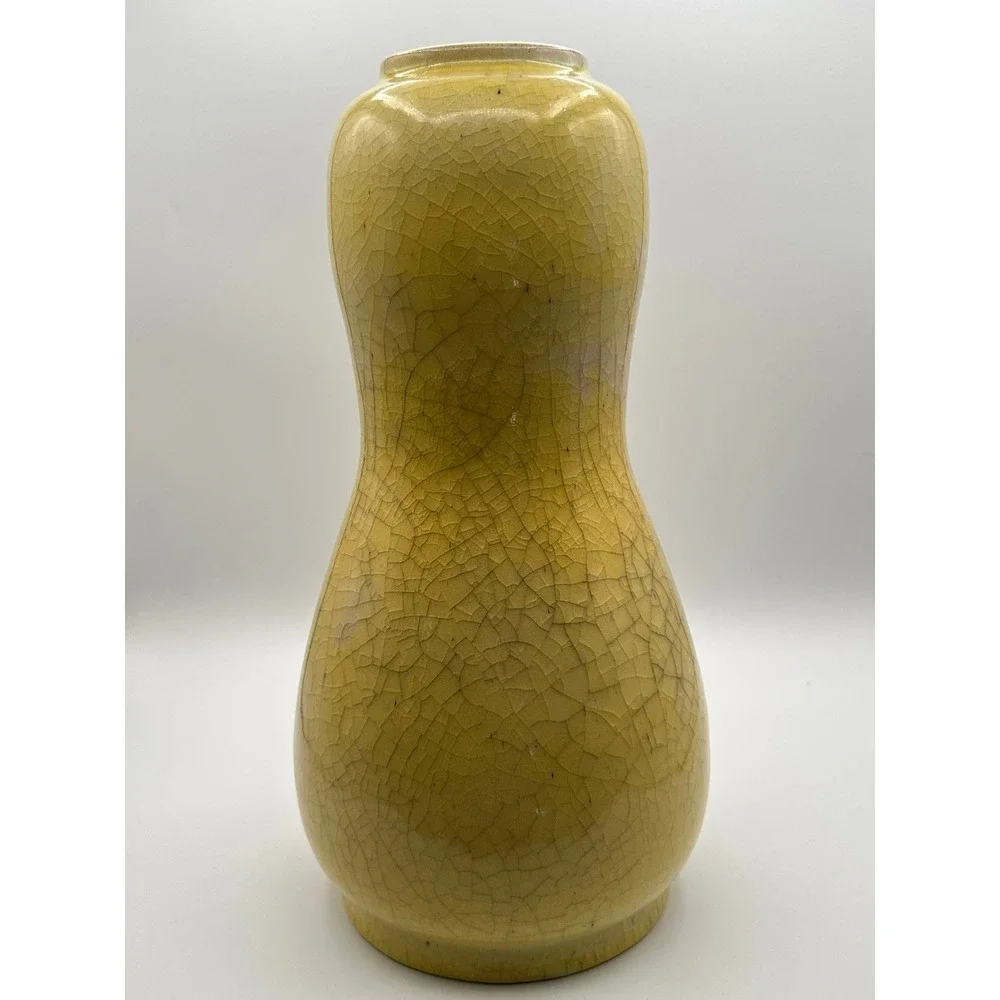 Vintage Ernestine of Salerno Italian Ceramic Lamp Yellow Crackle Glaze 14.5